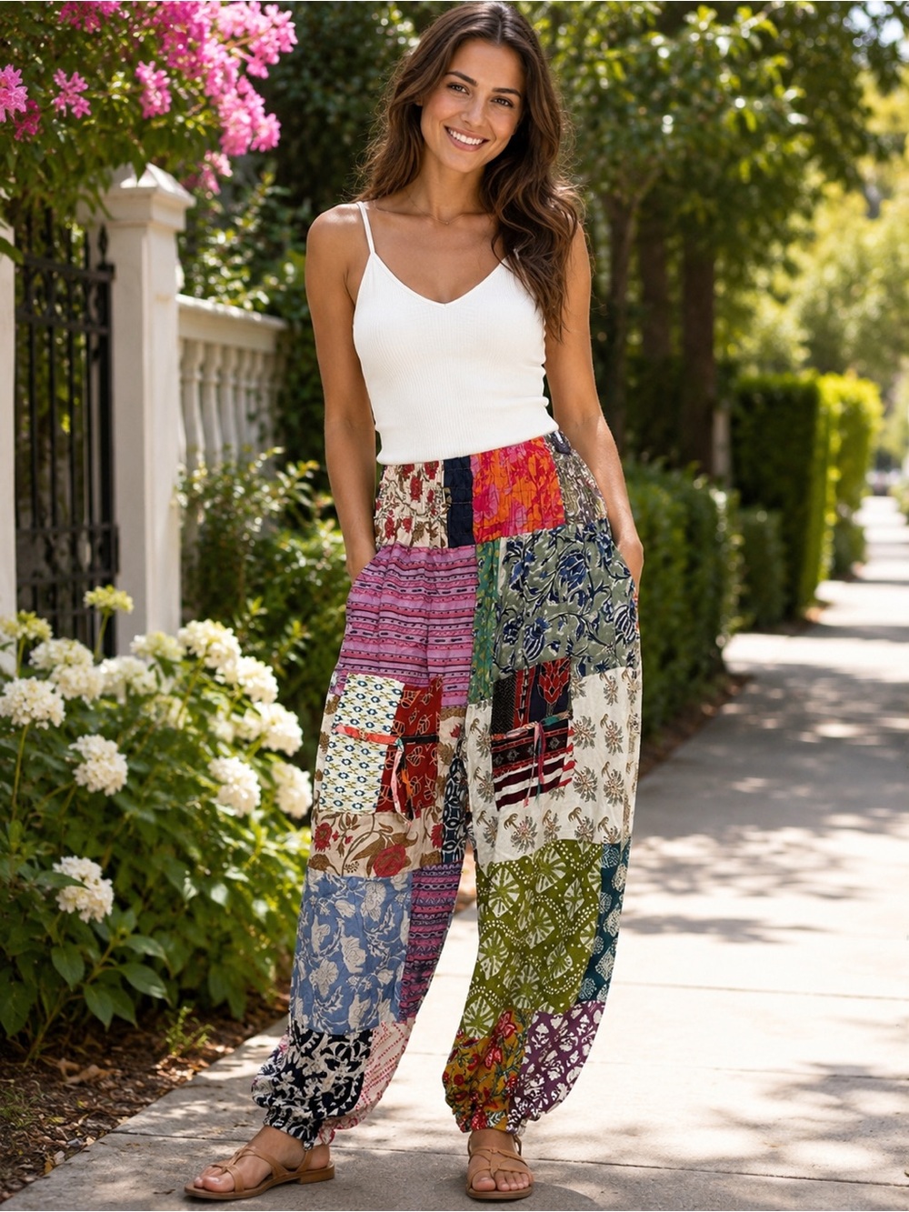 H019 NWT Kathmandu OS ptp 11-20 Multicolor Patchwork Boho Pants